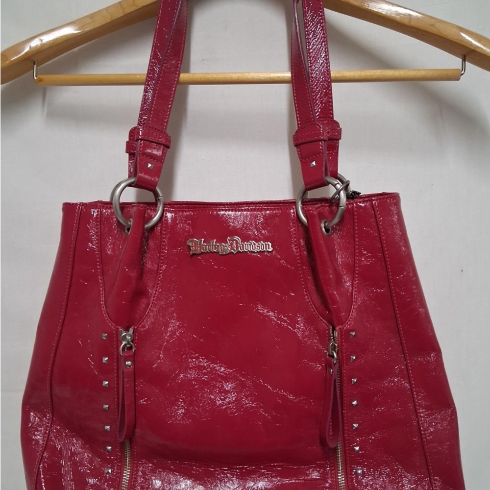 Harley-Davidson Patent Leather Pink/Red Shoulder Bag Vintage